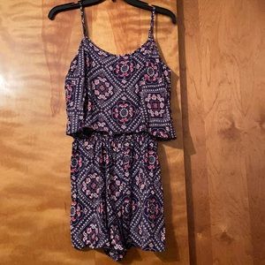 Red white and blue romper with adjustable straps